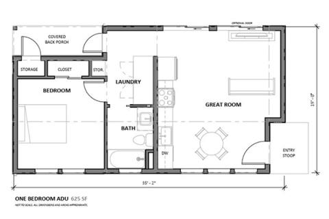 1 bedroom 625 floor plan