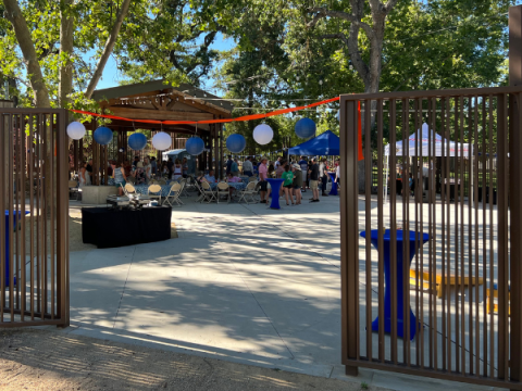 Image of decorated entrance to the Zoo Garden Event Center with an event in progress.