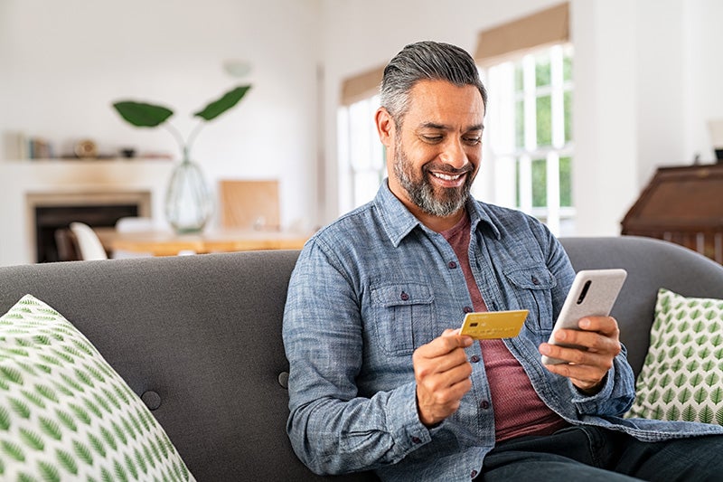 Man paying an online bill