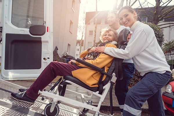 Disabled woman on transportation