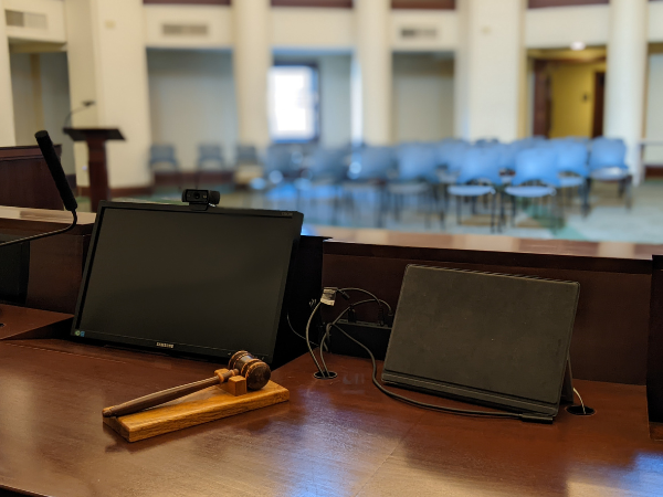 Image of the Council Chambers looking out from the dais.