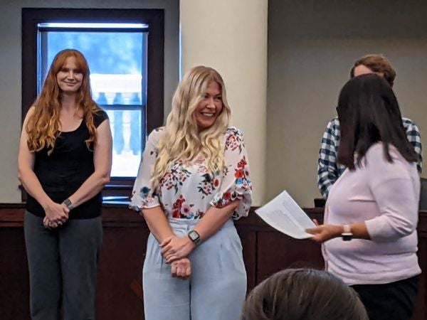 Image of staff recognition in the City Council Chambers.