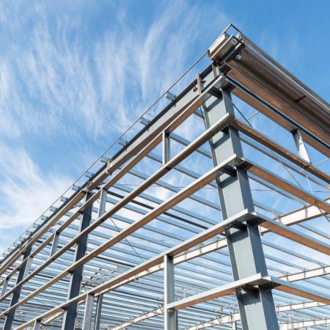 Steel frame of a building in construction
