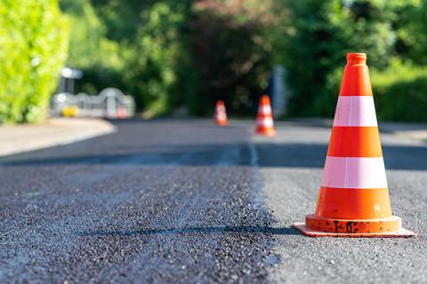 Road work and cones