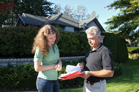 Woman speaking to consultant