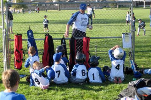 Kids playing baseball