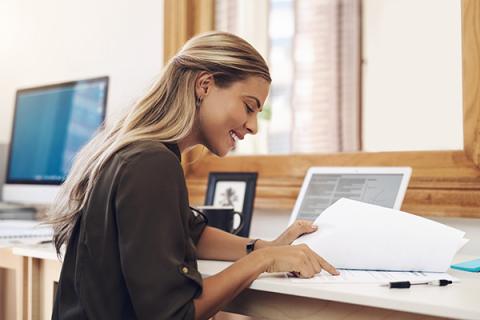 Woman filling out forms