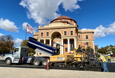 Construction work in front of the Atascadero Administration Building.