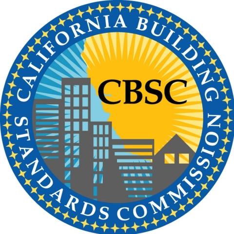 image showing california building standards commission seal, buildings with sun in background