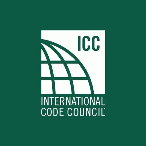 dark green and white logo of international code council