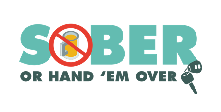 "Sober or Hand ’Em Over" logo featuring an illustrated beer glass crossed out with a red circle-and-slash symbol along with a set of keys on a keychain.