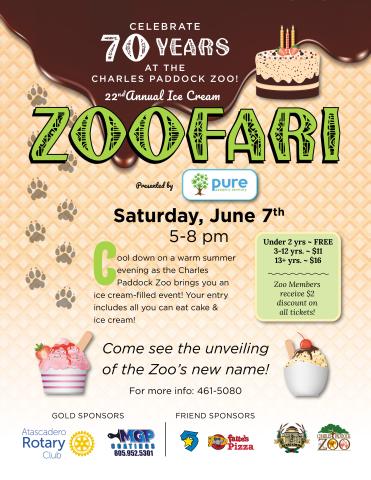 2025 Ice Cream Zoofari event flyer.