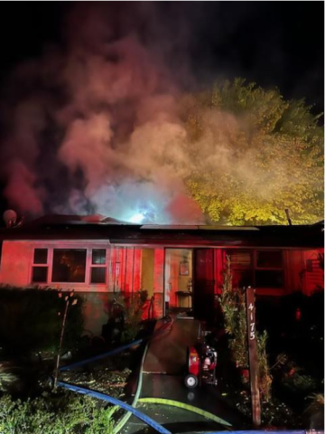Image of fire in a single family residence at 4175 San Benito Rd.